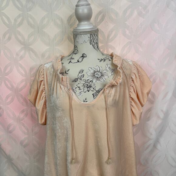 Free People Terese Top Pink Tint Flutter Short Sleeves Size M - Picture 4 of 8